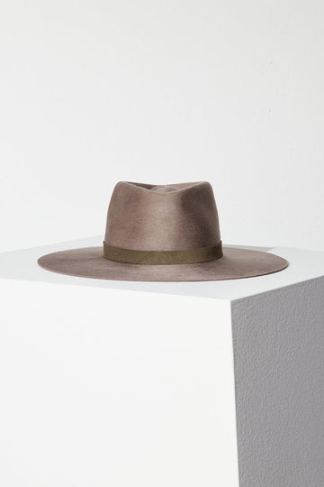 JANESSA LEONÉ Cole Fedora Hat in Taupe Grey