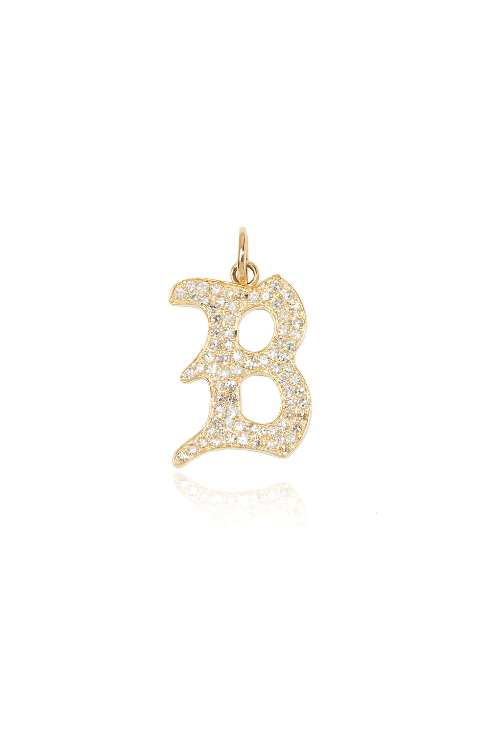 L.A. STEIN Gothic Initial Diamond Pavé Pendant B Yellow Gold