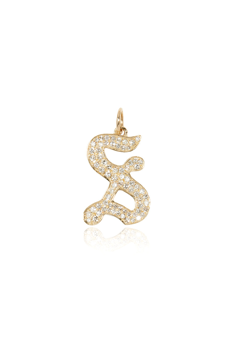 L.A. STEIN Gothic Initial Diamond Pavé Pendant S Yellow Gold