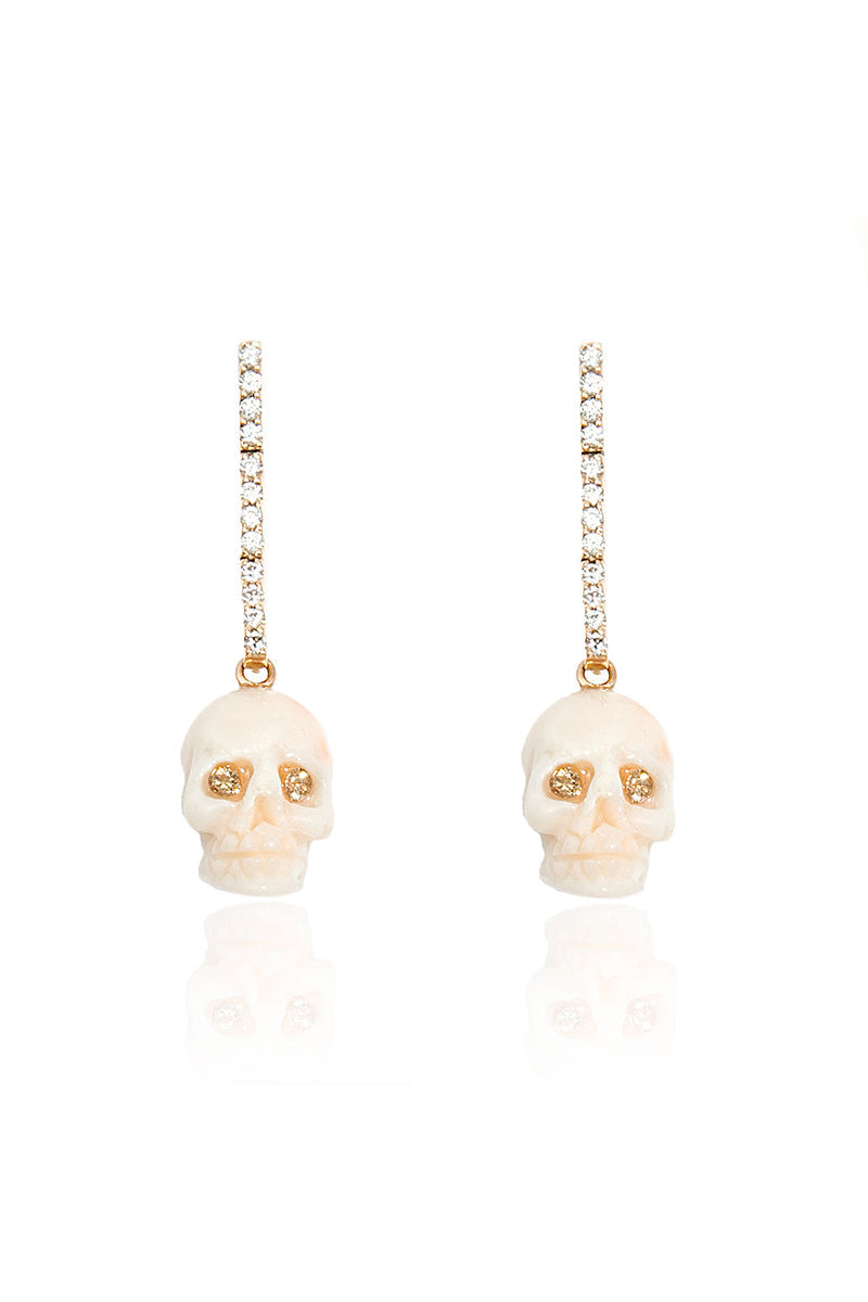 L.A. Stein Blush Carved Coral Skulls on Diamond Hinge Sticks
