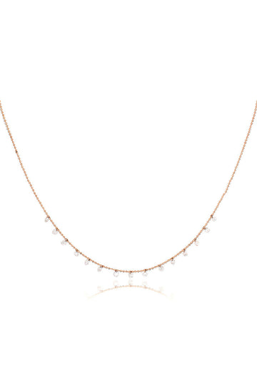 L.A. STEIN Celeste 15 Floating Diamond Necklace in Rose Gold