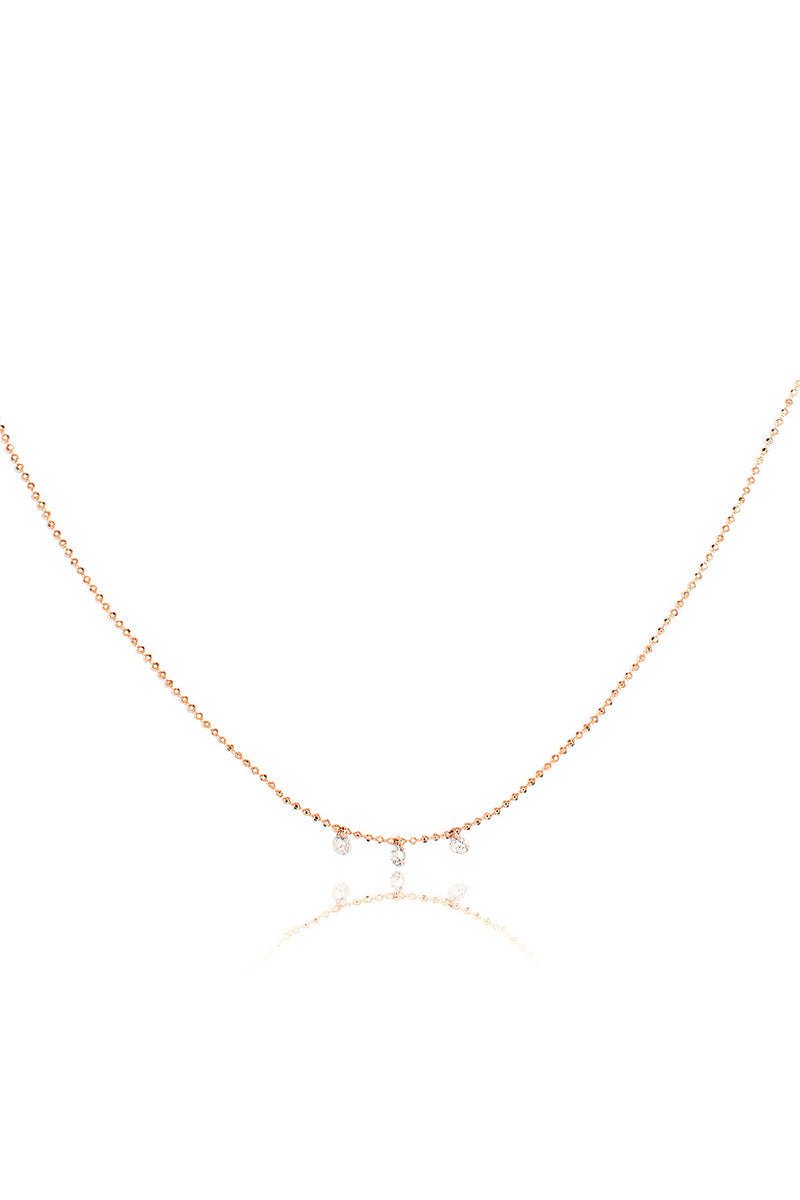 L.A. STEIN Celeste 3 Floating Diamond Necklace in Rose Gold