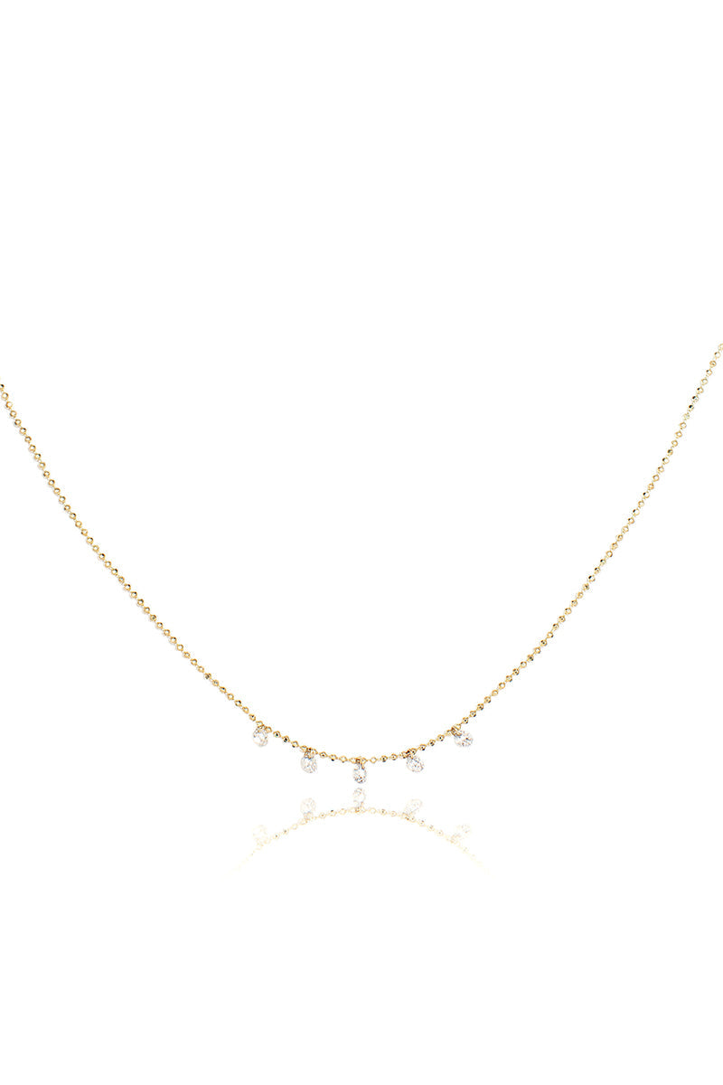 L.A. STEIN Celeste 5 Floating Diamond Necklace in Yellow Gold
