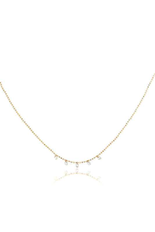 L.A. STEIN Celeste 5 Floating Diamond Necklace in Yellow Gold