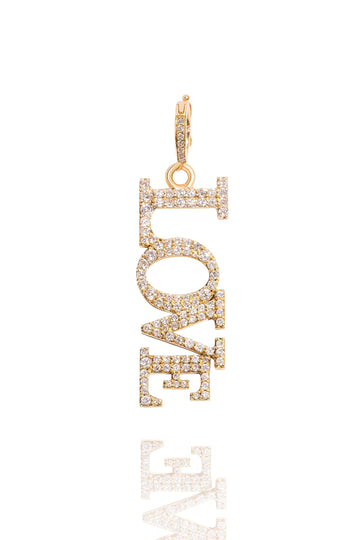 Diamond Vertical LOVE Pendant in 14k Gold