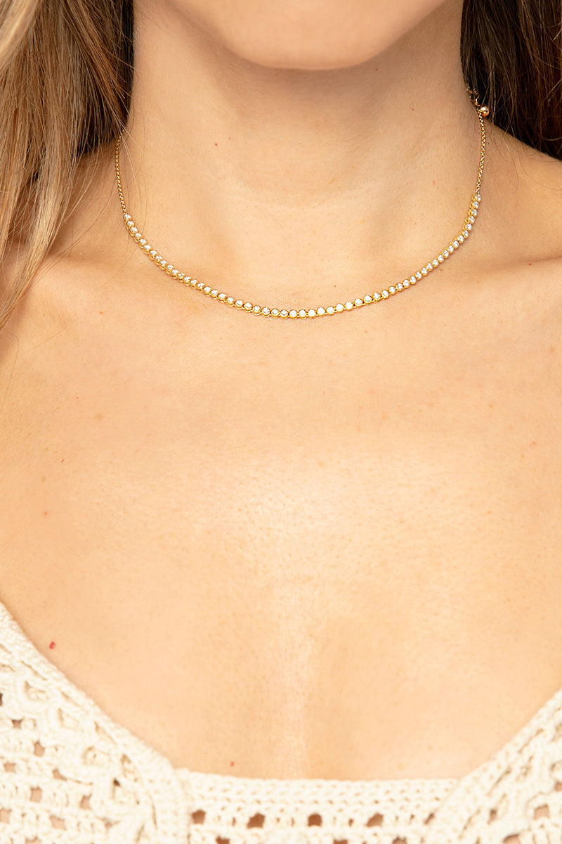 L.A. STEIN Small Diamond Tennis Necklace in Yellow Gold