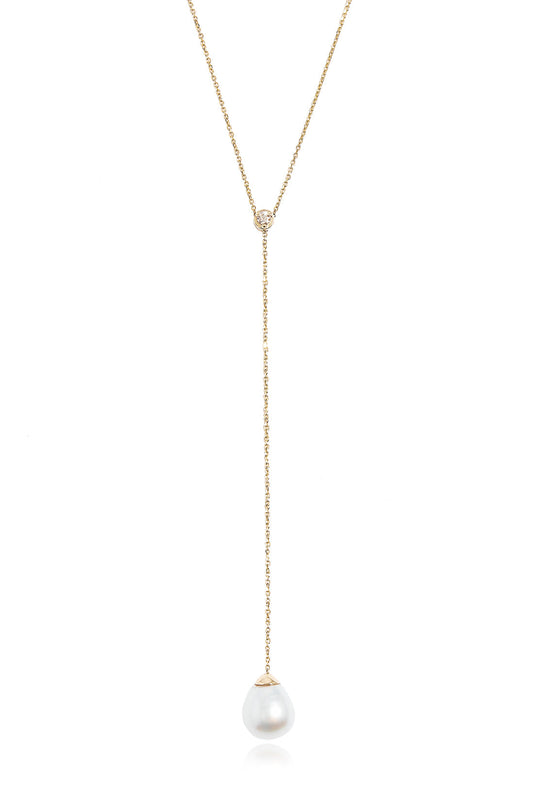 L.A. STEIN Adjustable Diamond South Sea Pearl Lariat