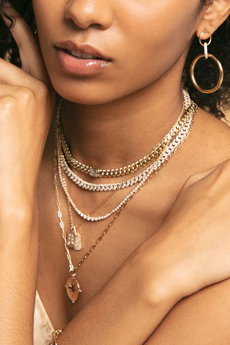 L.A. STEIN Miami Cuban Chain Choker with Center Diamond