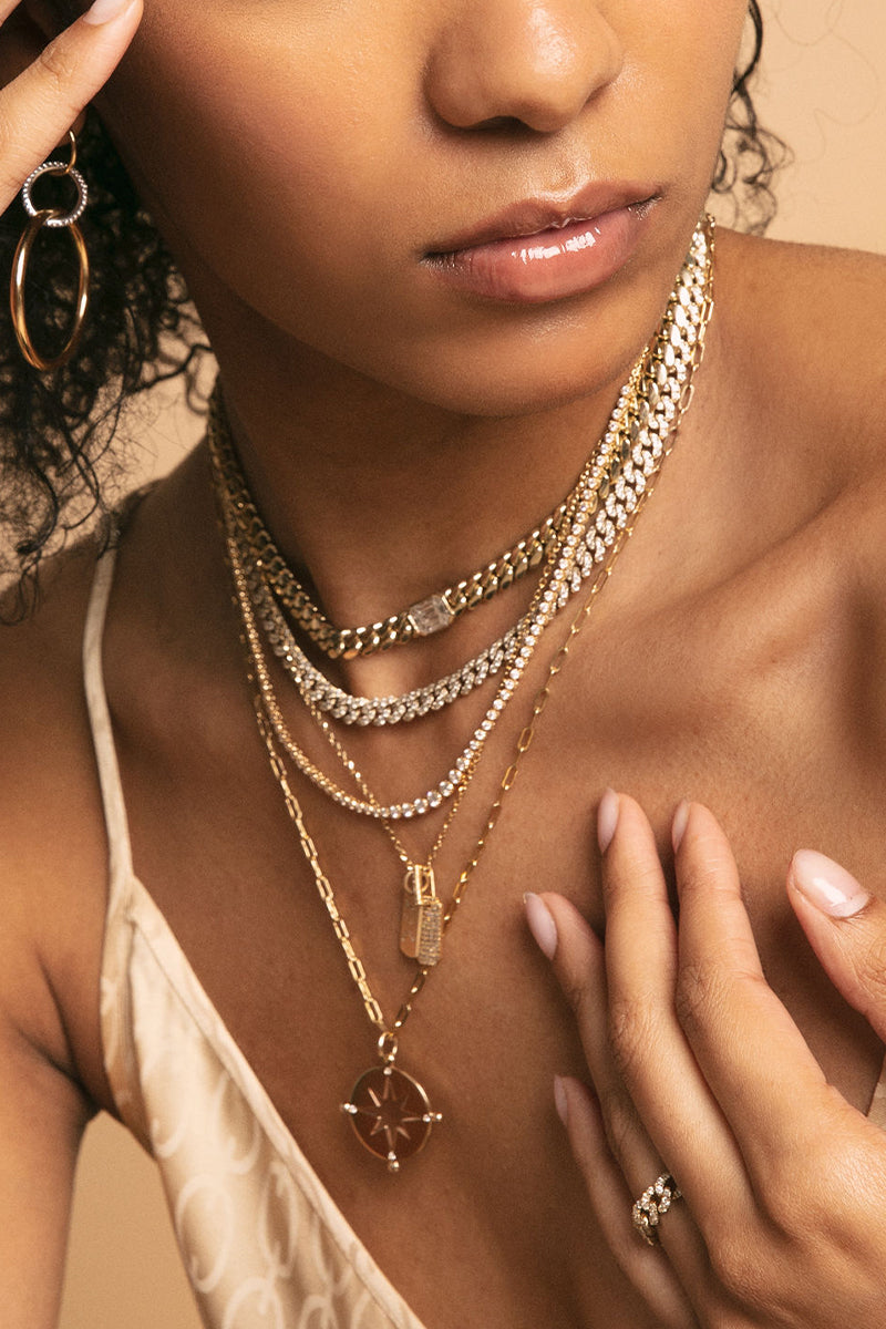 L.A. STEIN Miami Cuban Chain Choker with Center Diamond