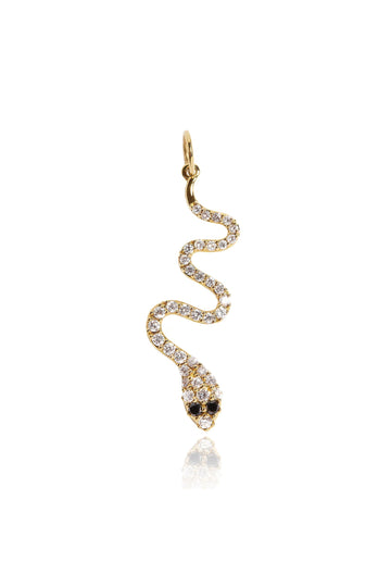 Diamond Pave Snake Pendant in 14k Yellow Gold