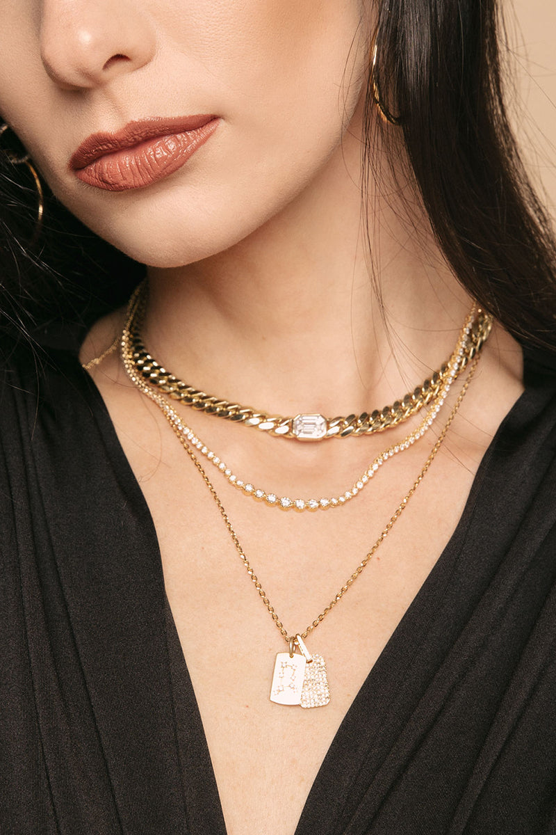 L.A. STEIN Miami Cuban Chain Choker with Center Diamond