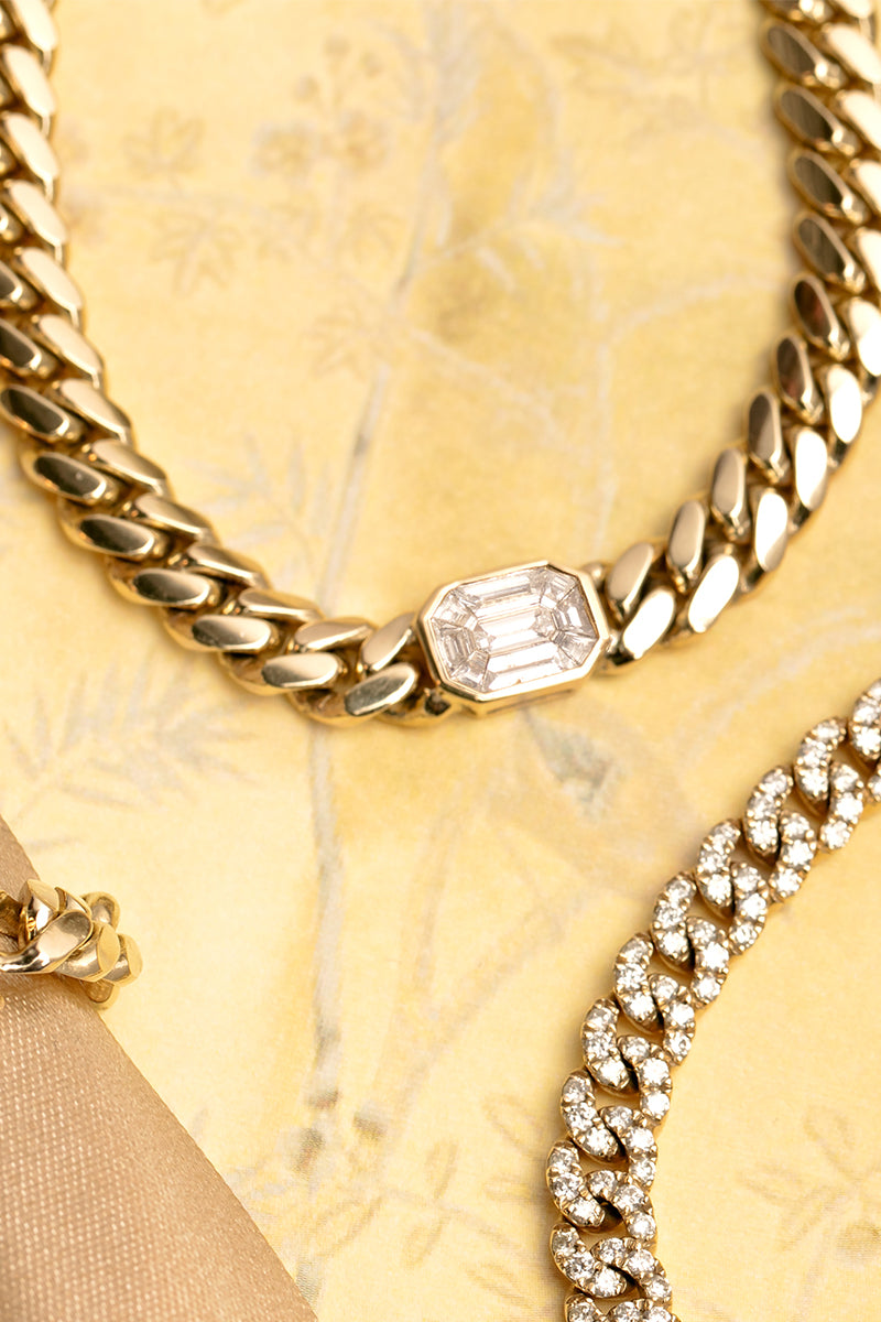 L.A. STEIN Miami Cuban Chain Choker with Center Diamond