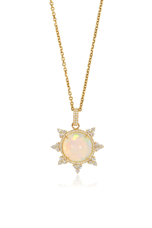 L.A. STEIN Opal Diamond Pendant Necklace with Chain