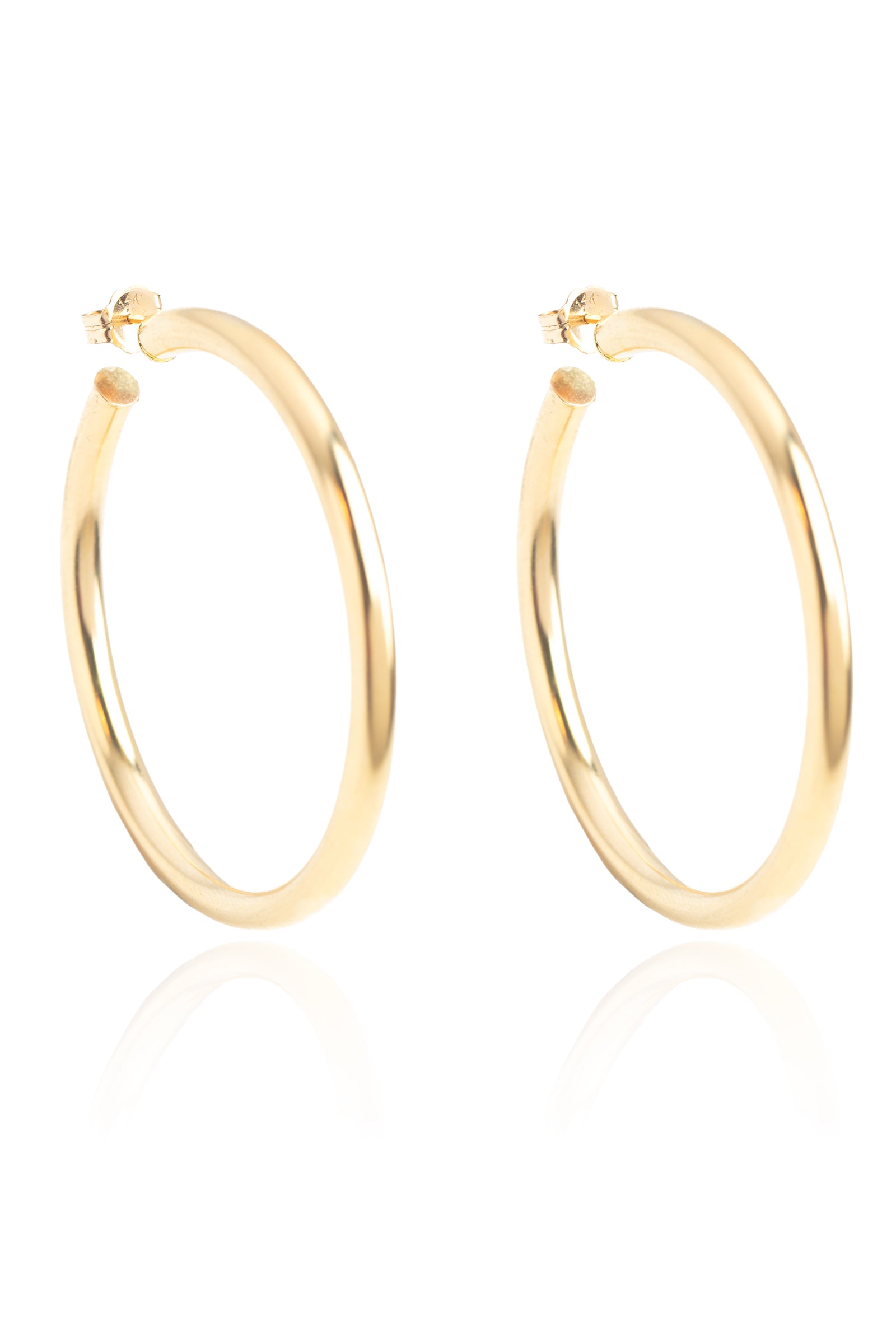 Large Chunky Hollow Hoop Earrings in Yellow Gold