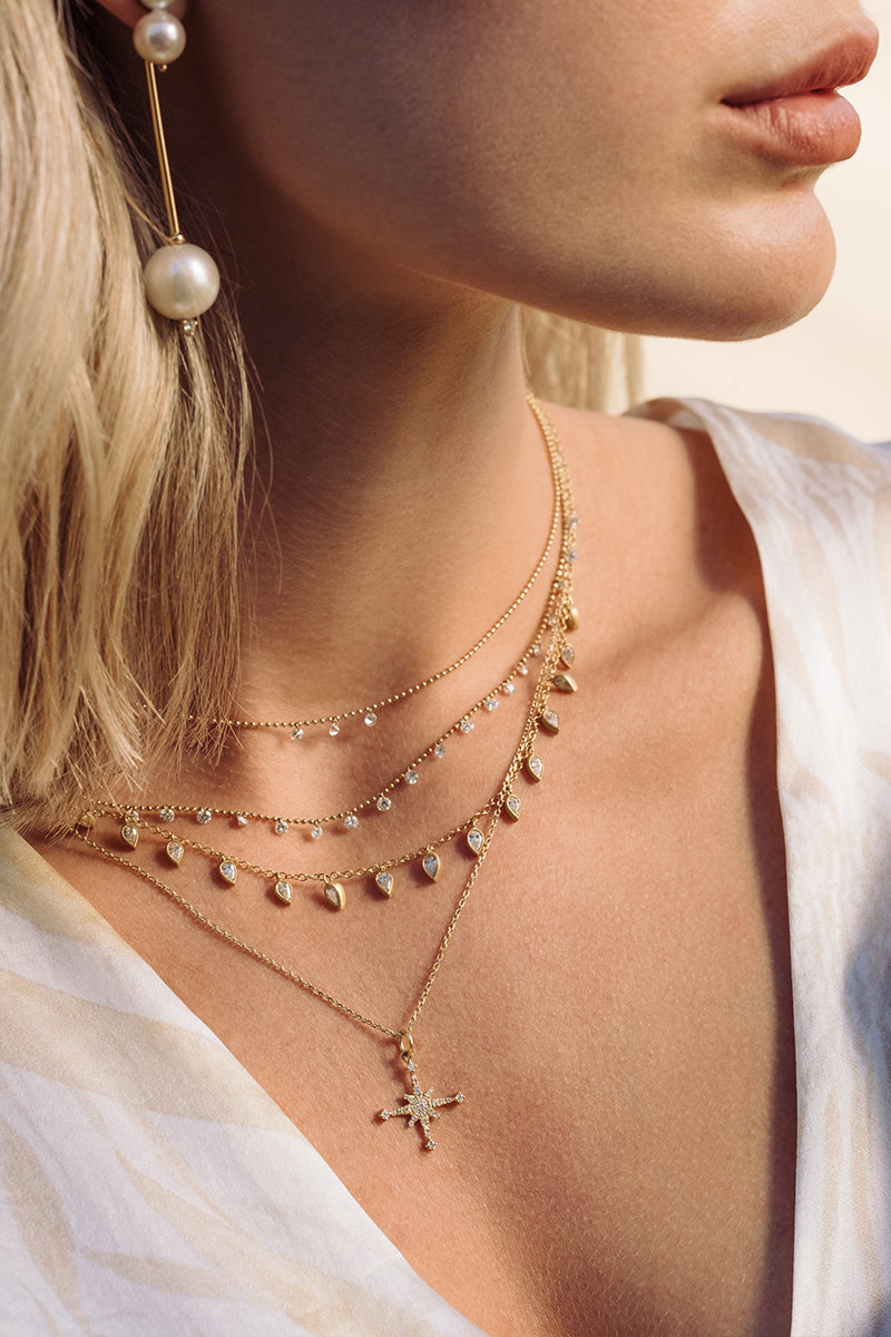 L.A. STEIN 14kt Yellow Gold Mini Diamond Stella Star Necklace