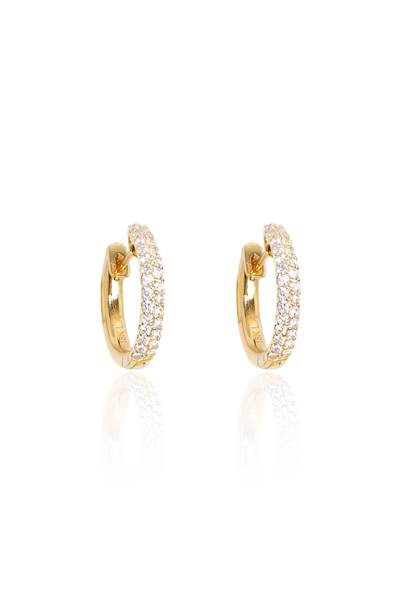 L.A. STEIN Pavé Diamond Huggies in Yellow Gold