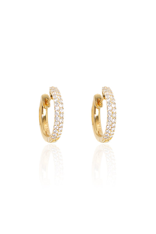 L.A. STEIN Pavé Diamond Huggies in Yellow Gold