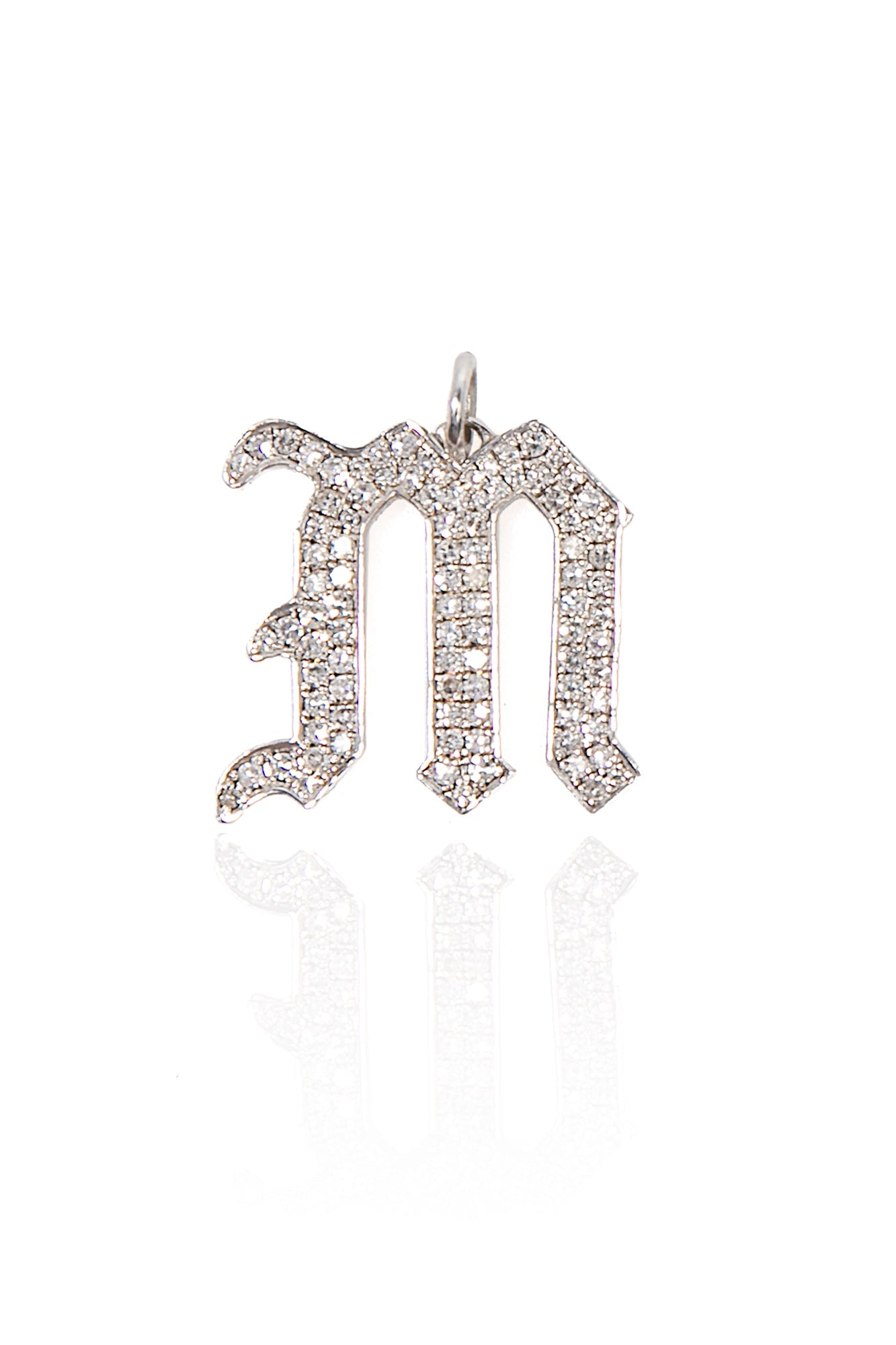 L.A. STEIN Gothic Initial Diamond Pavé Pendant M White Gold