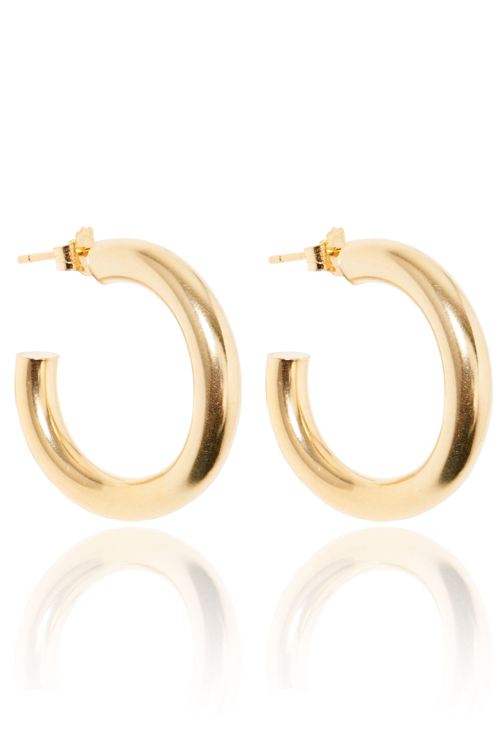 L.A. STEIN Small Chunky Hoop Earrings in Yellow Gold