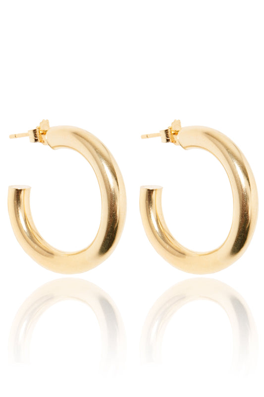 L.A. STEIN Small Chunky Hoop Earrings in Yellow Gold