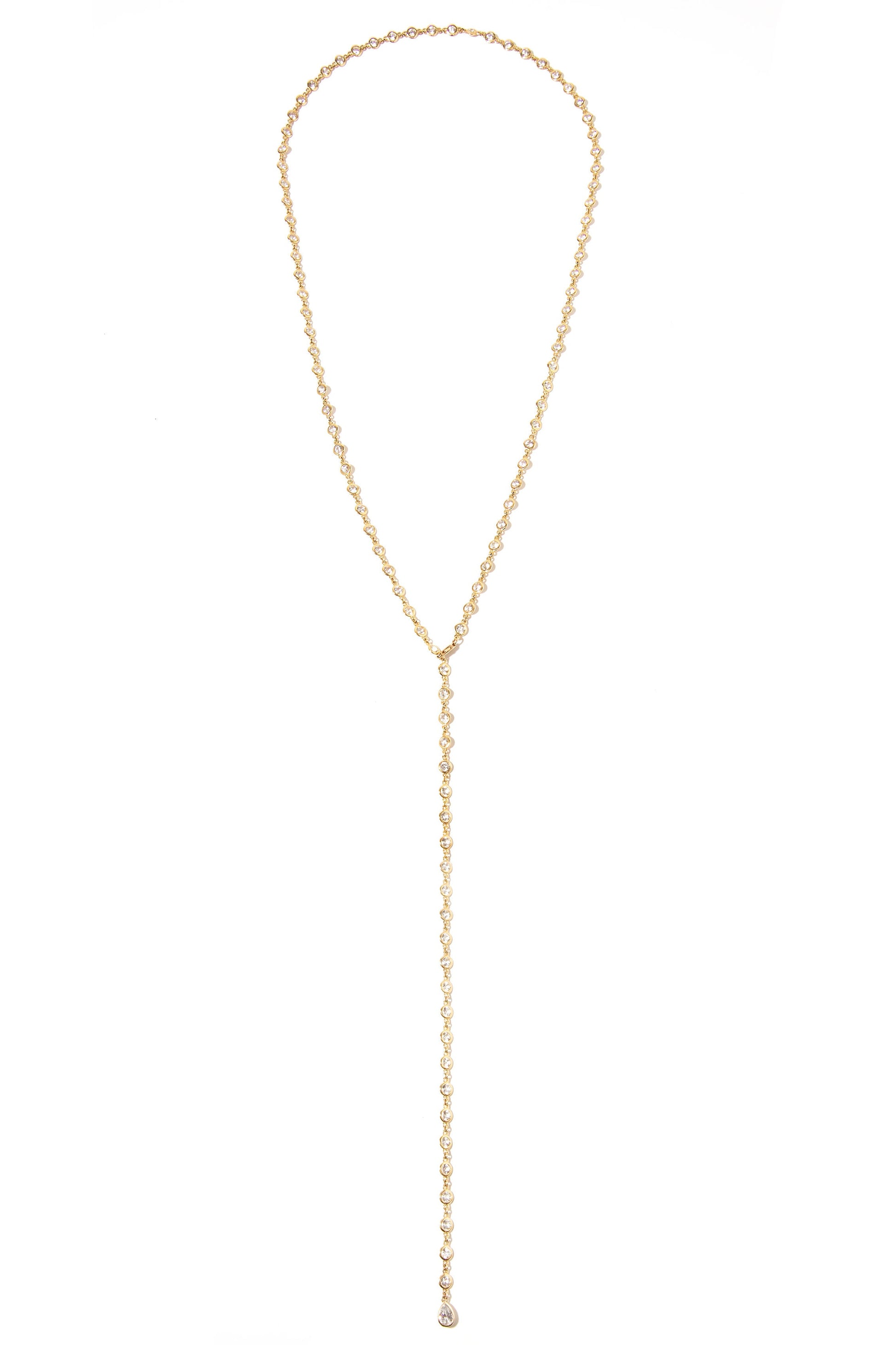 L.A. STEIN White Sapphire Chain Necklace in Yellow Gold