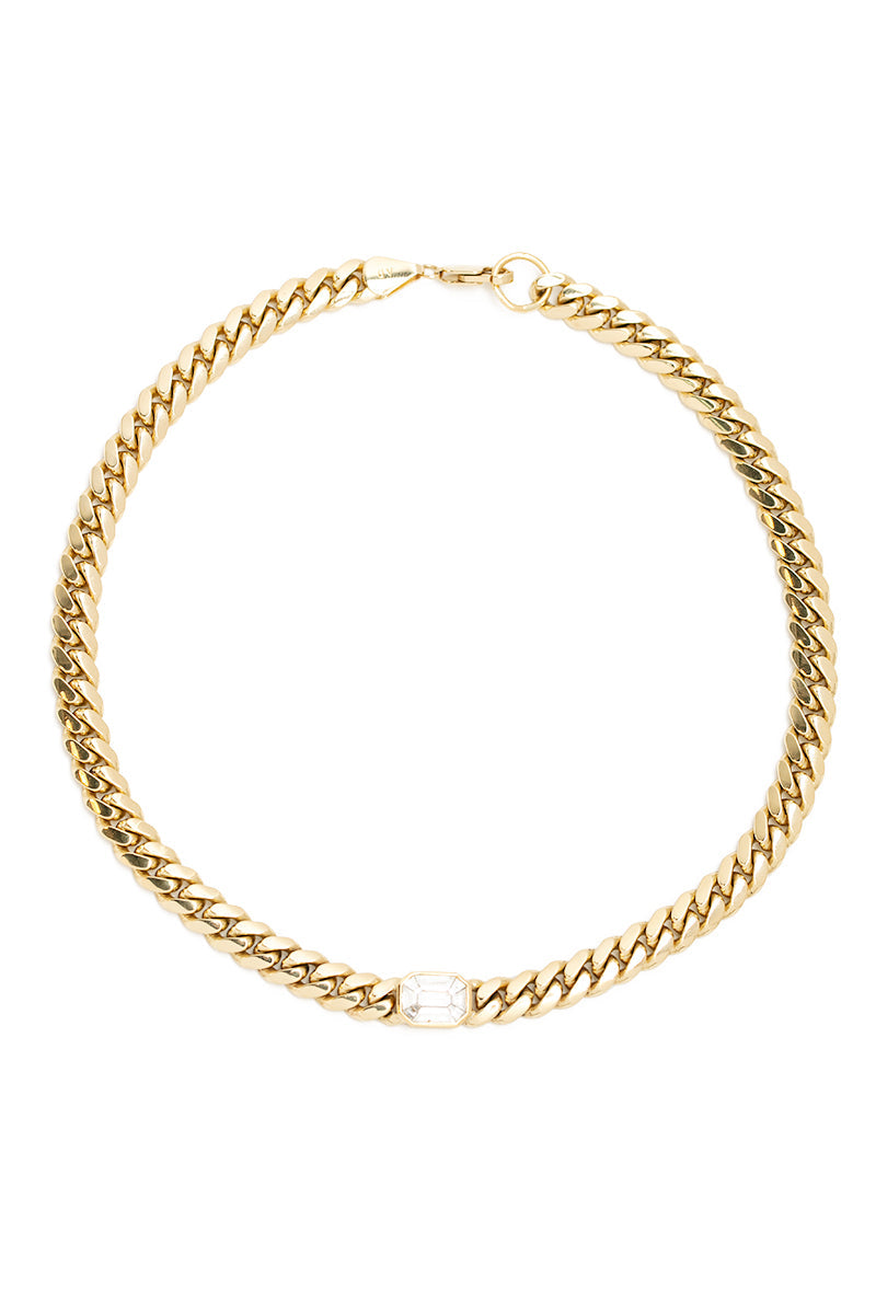 L.A. STEIN Miami Cuban Chain Choker with Center Diamond