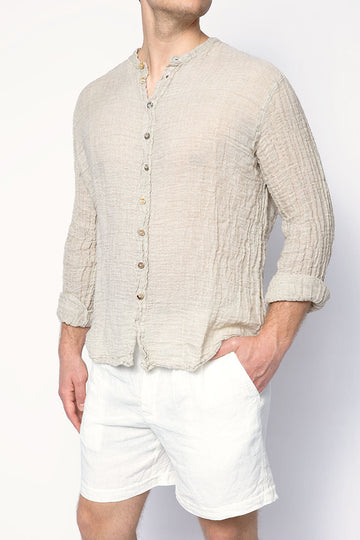 LA BOTTEGA DI BRUNELLA Marco Brushed Linen Shirt in Naturale