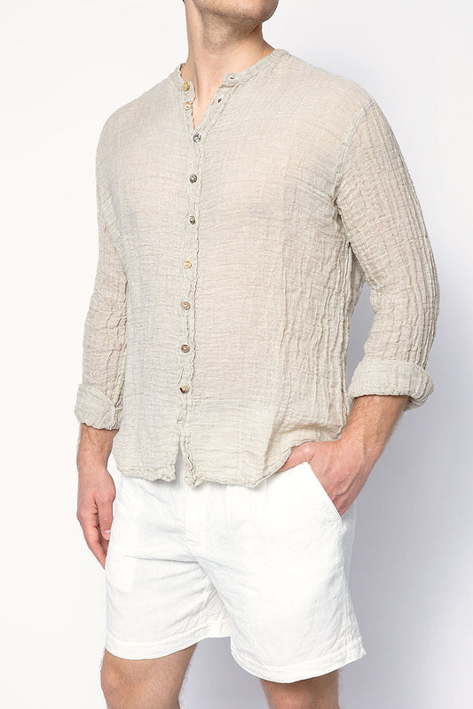 LA BOTTEGA DI BRUNELLA Marco Brushed Linen Shirt in Naturale