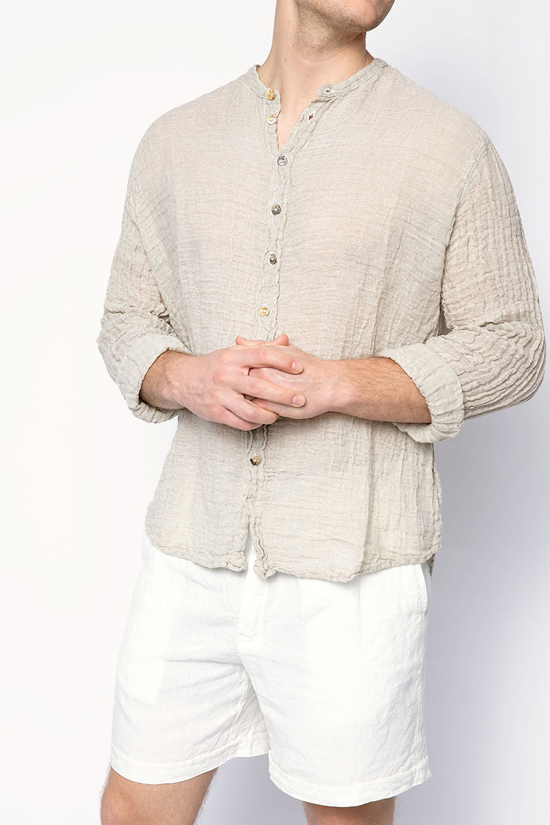 LA BOTTEGA DI BRUNELLA Marco Brushed Linen Shirt in Naturale