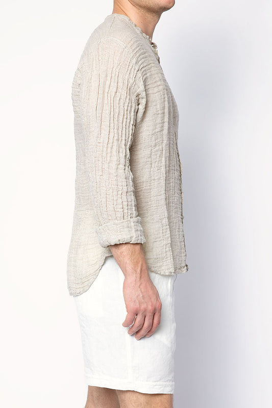 LA BOTTEGA DI BRUNELLA Marco Brushed Linen Shirt in Naturale