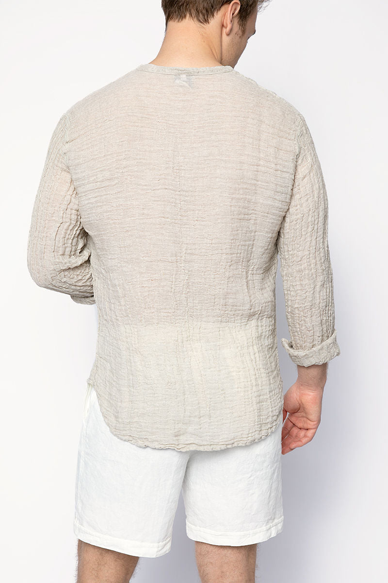 LA BOTTEGA DI BRUNELLA Marco Brushed Linen Shirt in Naturale