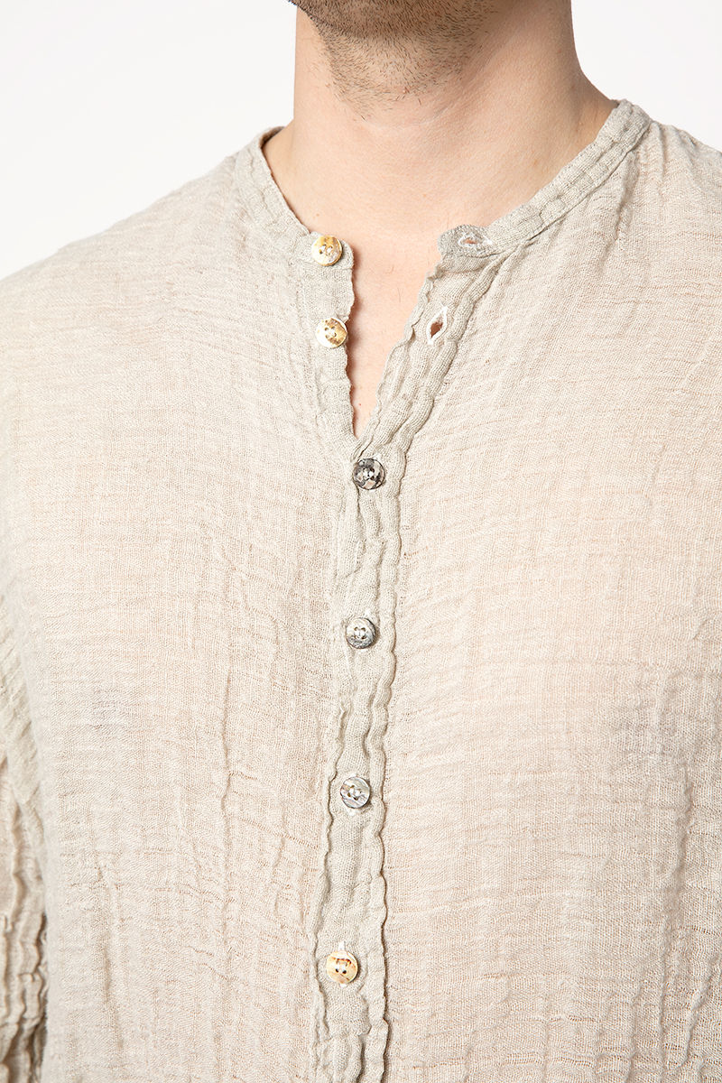 LA BOTTEGA DI BRUNELLA Marco Brushed Linen Shirt in Naturale