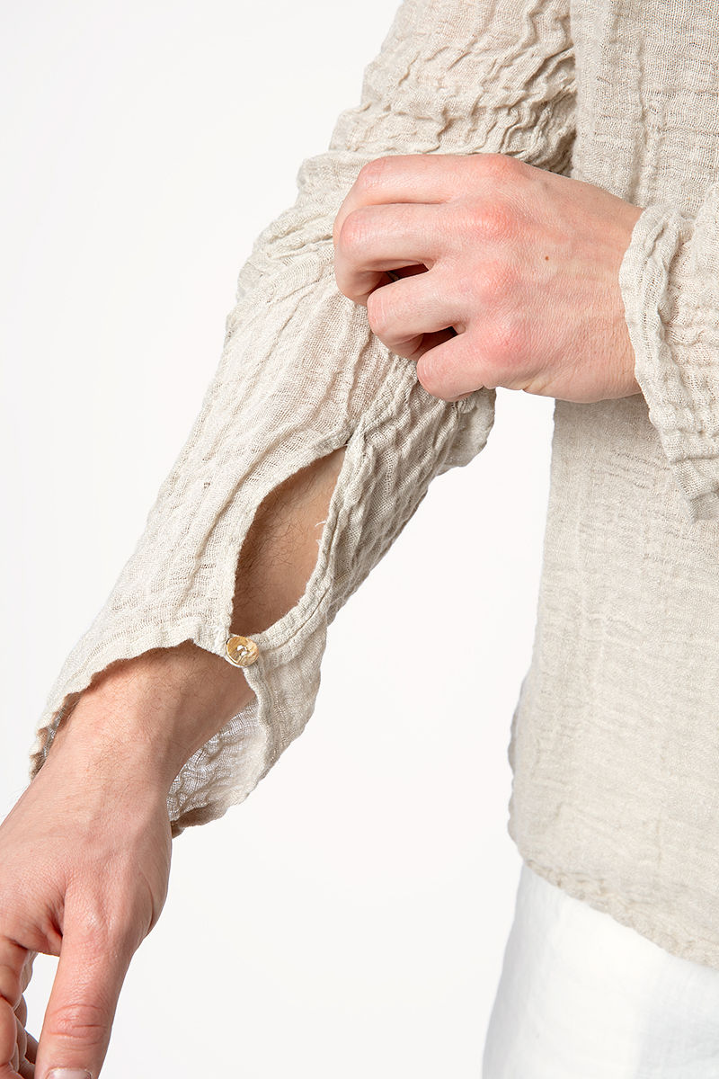 LA BOTTEGA DI BRUNELLA Marco Brushed Linen Shirt in Naturale