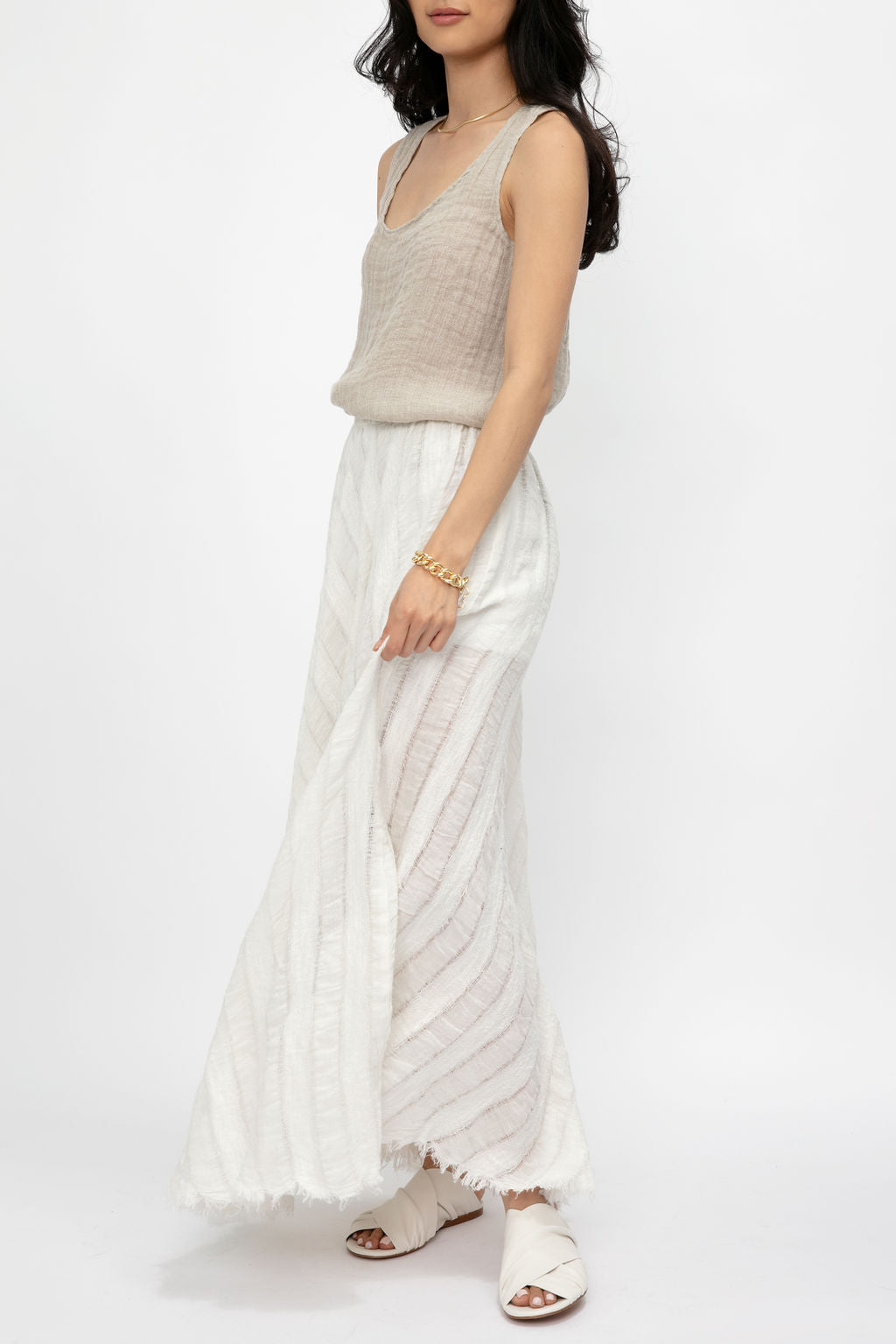 LA BOTTEGA DI BRUNELLA Tammorra Talea Linen Skirt in Latte