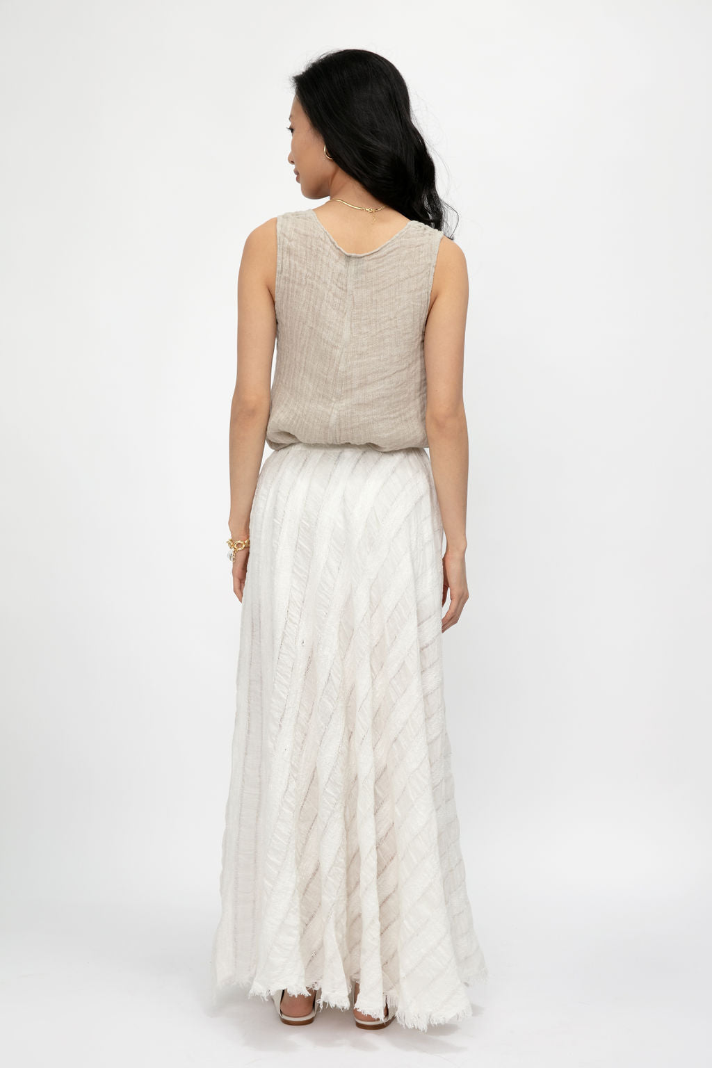 LA BOTTEGA DI BRUNELLA Tammorra Talea Linen Skirt in Latte