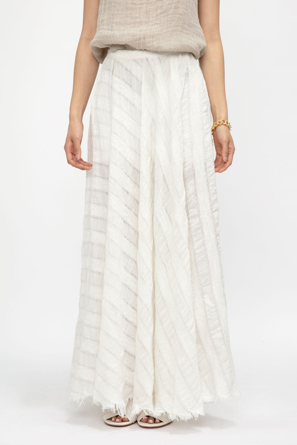 LA BOTTEGA DI BRUNELLA Tammorra Talea Linen Skirt in Latte