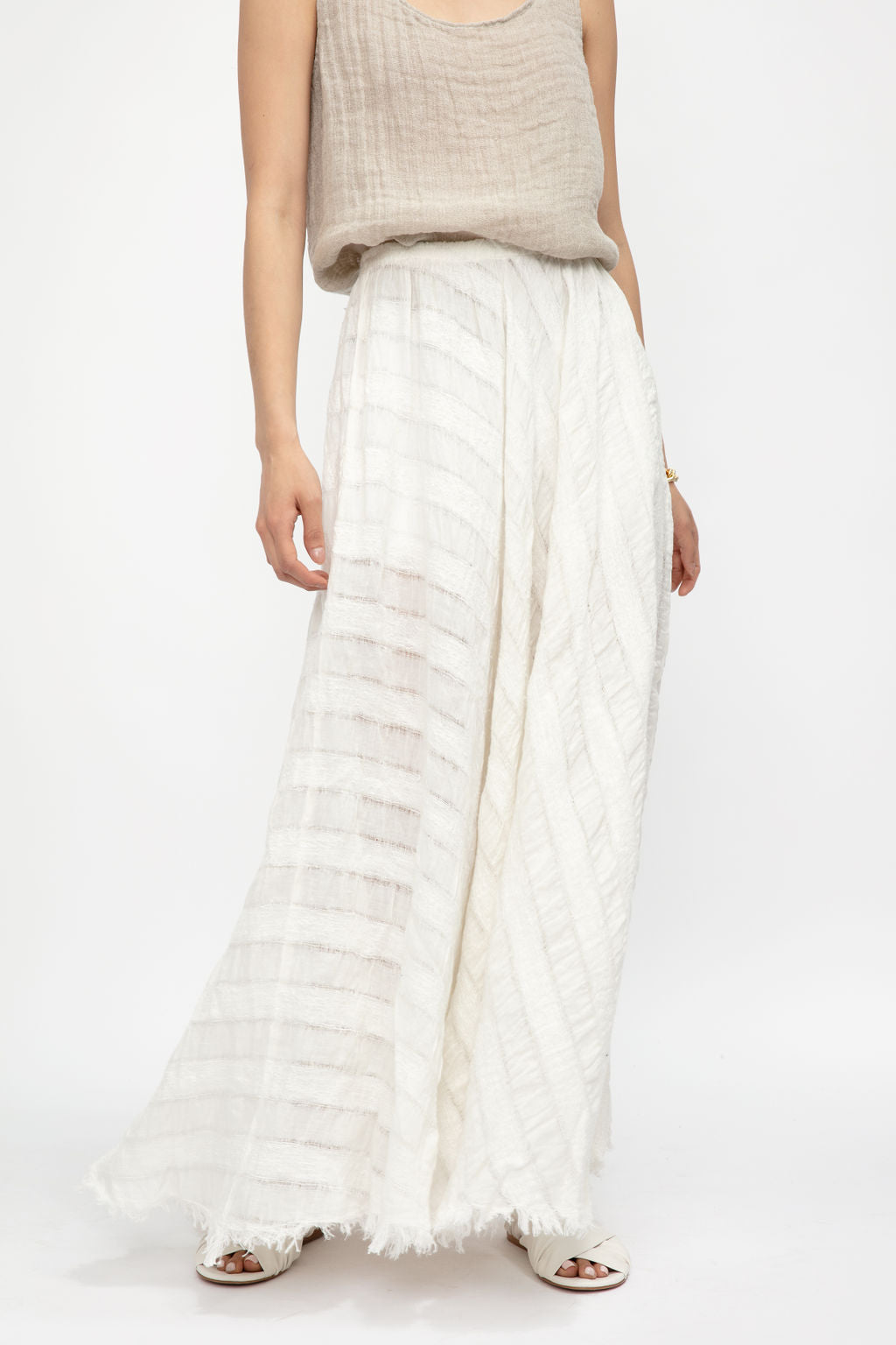 LA BOTTEGA DI BRUNELLA Tammorra Talea Linen Skirt in Latte