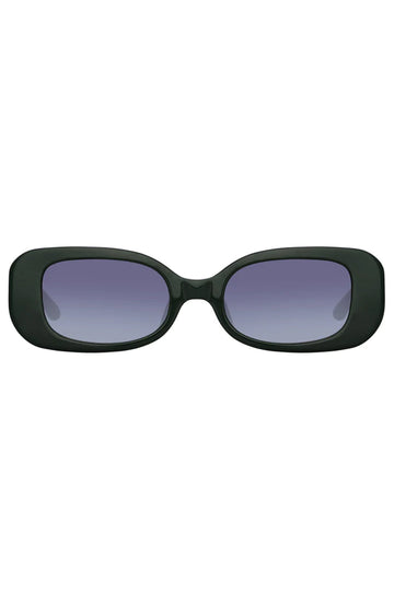 LINDA FARROW Lola Rectangular Sunglasses in Forest Green