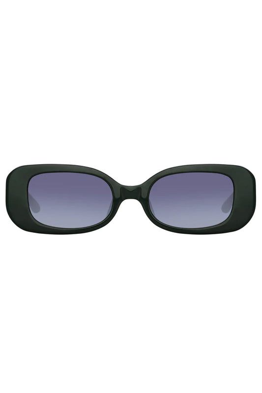 LINDA FARROW Lola Rectangular Sunglasses in Forest Green