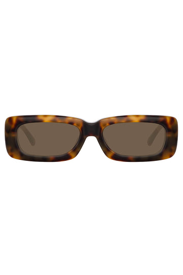 LINDA FARROW The Attico Mini Marfa Sunglasses in Tortoiseshell