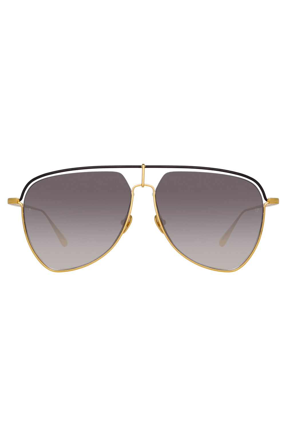 LINDA FARROW Alma Aviator Sunglasses in Yellow Gold
