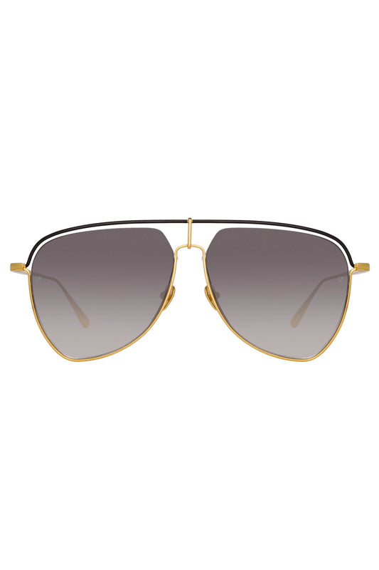 LINDA FARROW Alma Aviator Sunglasses in Yellow Gold
