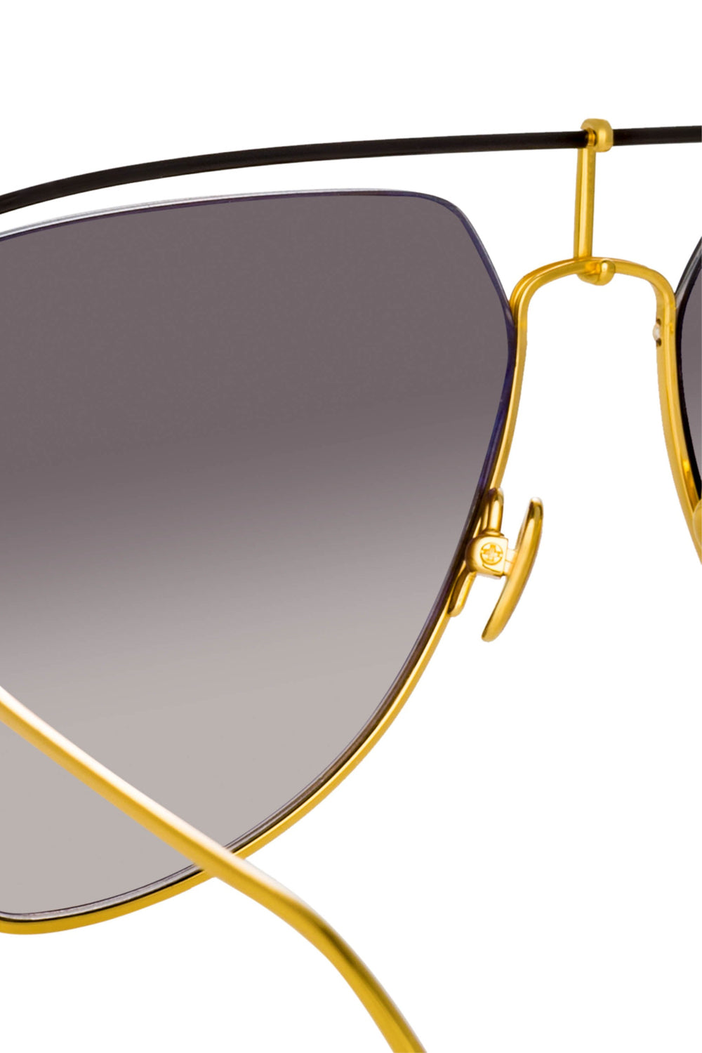 LINDA FARROW Alma Aviator Sunglasses in Yellow Gold