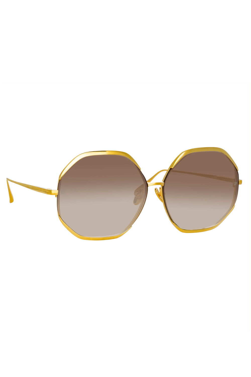 LINDA FARROW Camila Sunglasses in Yellow Gold