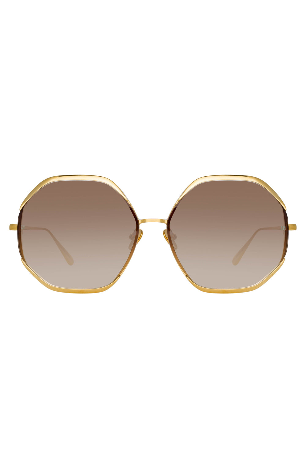 LINDA FARROW Camila Sunglasses in Yellow Gold