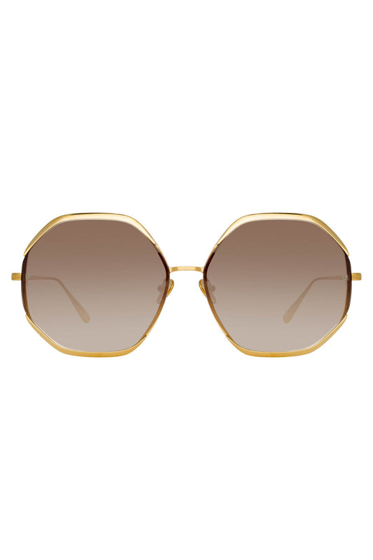 LINDA FARROW Camila Sunglasses in Yellow Gold