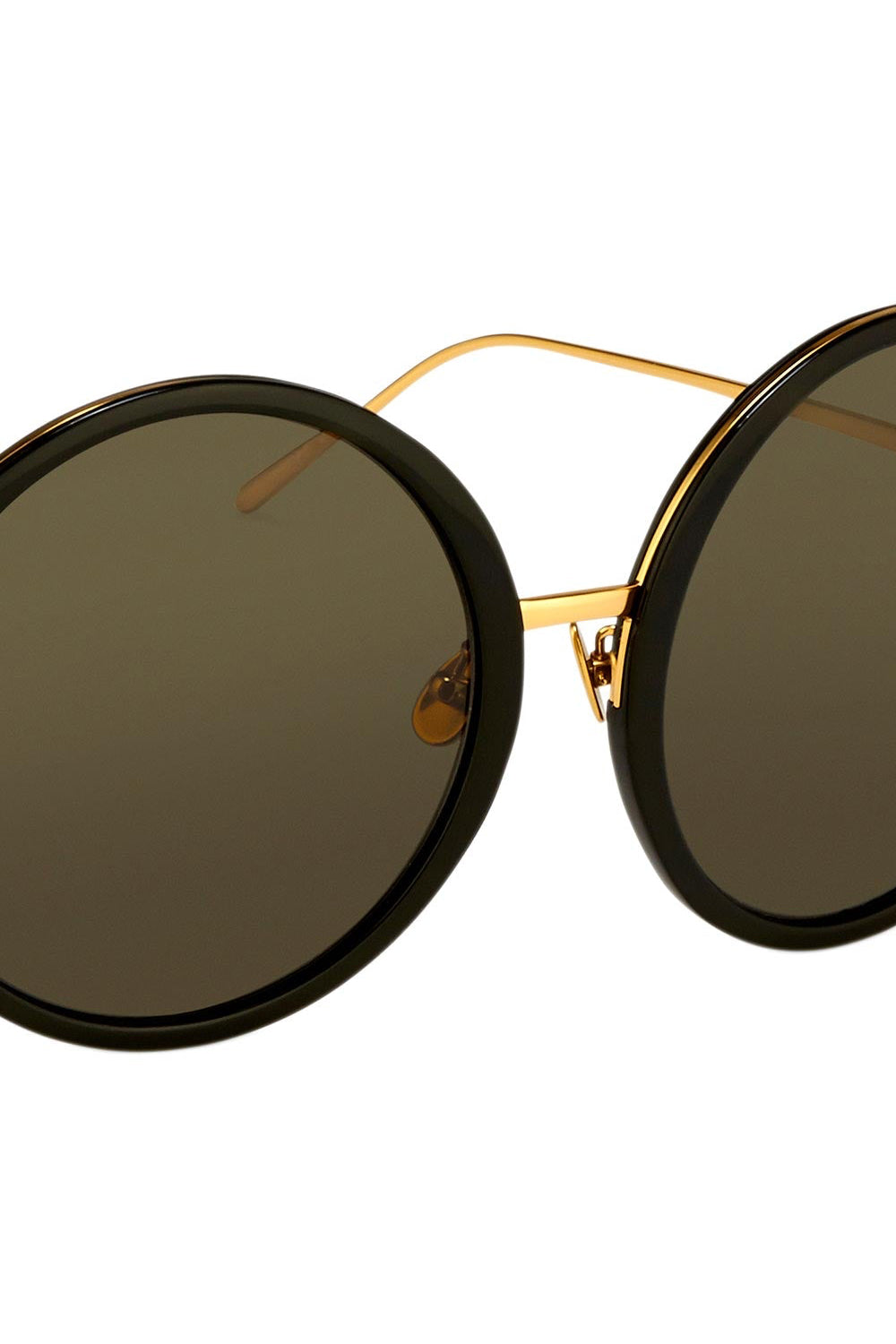 LINDA FARROW Kew Round Sunglasses in Black