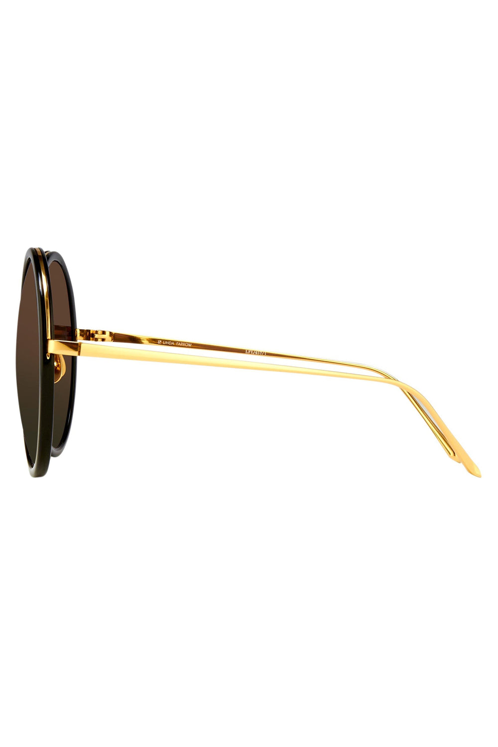 LINDA FARROW Kew Round Sunglasses in Black