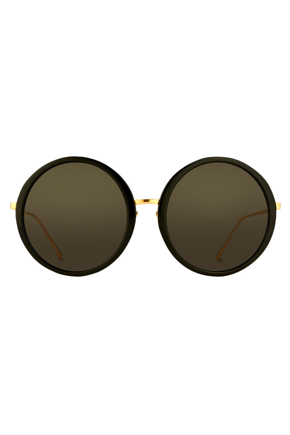 LINDA FARROW Kew Round Sunglasses in Black