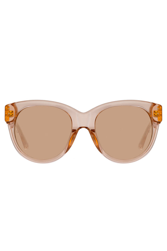 LINDA FARROW Madi Oversized Sunglasses in Peach